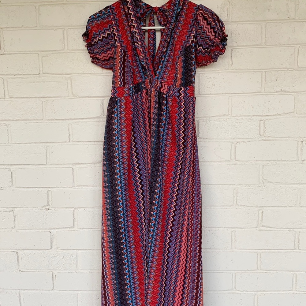 Earthbound Trading Co Boho Zigzag Maxi Dress S